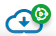 Cloud with downward arrow and a green spinning section that means file exports are in progress